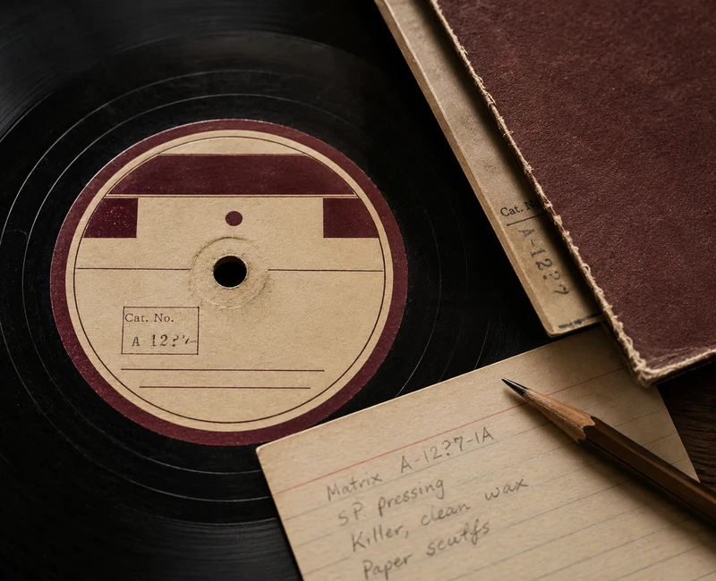 Vintage vinyl center label and catalog-number inspection